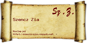 Szencz Zia névjegykártya